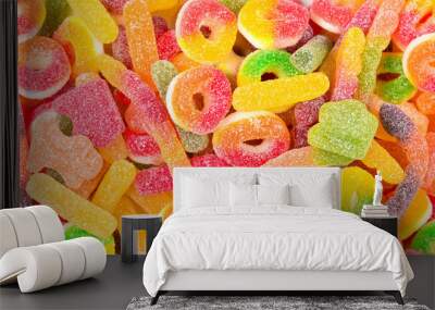 assorted gummy candies. top view. jelly sweets. Wall mural