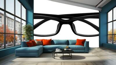 black frame glasses, concept of office work and vision problems, isolate Wall mural