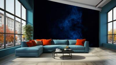 Blue and pink steam on a black background. Wall mural