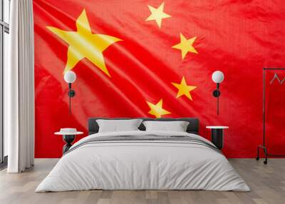 China flag waving as a background. Wall mural