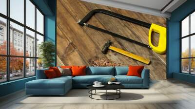 construction tool on a table in a workshop Wall mural