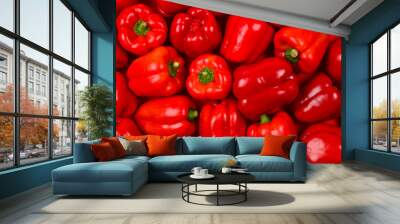 Fresh red bell pepper background. Wall mural