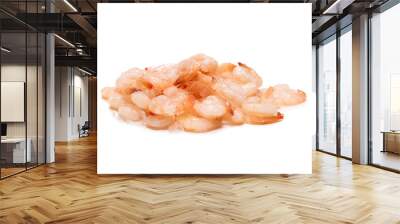 Frozen shrimps isolated on white background. Wall mural