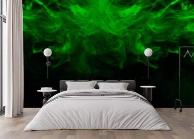 Green steam on a black background. Wall mural