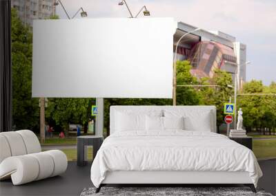 Modern empty blank advertising billboard banner in a city outdoors. Mockup for your advertising project. Wall mural