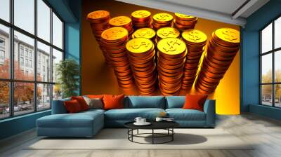 A pile of golden coins. Wall mural