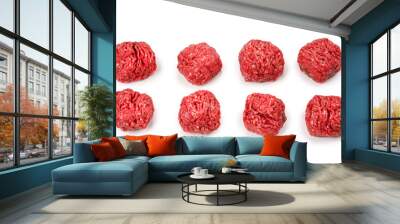 Raw meat balls isolated on white background. Wall mural