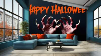 Scary hands and halloween sign Wall mural