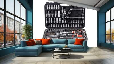 set of tools in a suitcase isolate, transparent background Wall mural