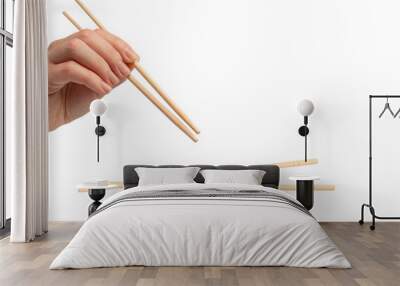 Sushi chopsticks isolated on a white background. Wall mural