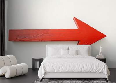 thin red arrow pointing to the right isolated on a white background. Wall mural