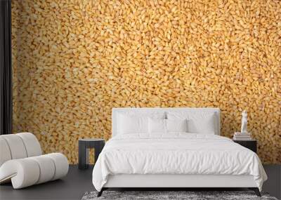 Wheat grain as a background. Top view. Wall mural