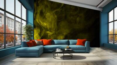 Yellow steam on a black background. Wall mural