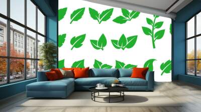 Green leaf set Wall mural