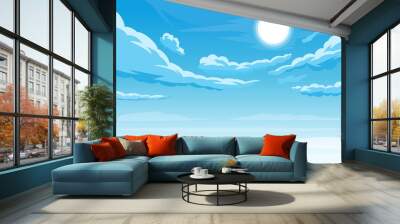 Sky background with sun and white bottom Wall mural