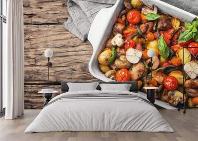 Baked meat with vegetables Wall mural