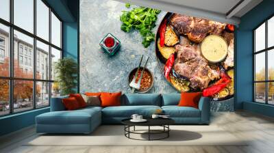 Grilled beef steaks Wall mural