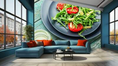 Salad with sun dried tomatoes and arugula Wall mural