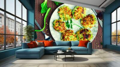 Vegan zucchini cutlets or fritter Wall mural