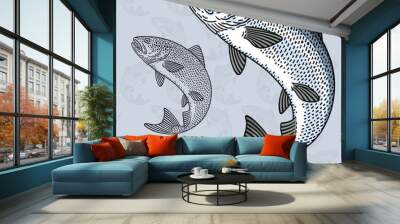 atlantic salmon. vector illustration for artwork in small sizes. suitable for graphic and packaging  Wall mural