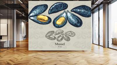 mussels. vector illustration for artwork in small sizes. suitable for graphic and packaging design,  Wall mural