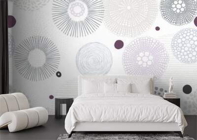 Abstract seamless pattern with hand drawn circles pastel colors on white background. Wall mural