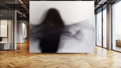 Woman Shadow Dancing Silhouette on White Background Wall mural