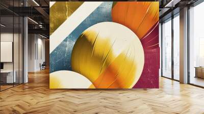 Abstract background banner wallpaper Golden Spheres and Silver Textures Wall mural