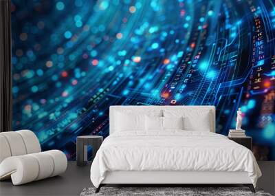 Abstract technology banner background, generative ai Wall mural