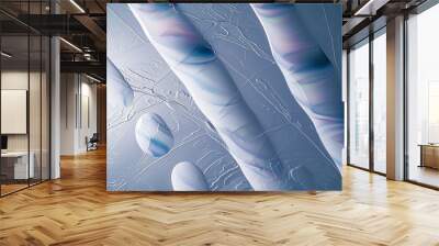 Close-up of white and blue textured surface with circular patterns. Wall mural