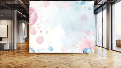 Watercolor balloons in soft pastel colors with abstract bubbles. Wall mural