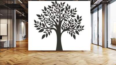 Black tree isolated on white background. Silhouetts Wall mural