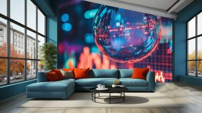 AI bubble burst concept with semiconductor chip inside a bubble Wall mural