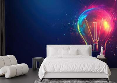 Abstract lightbulb with glowing gradients and ample space for adding text Wall mural