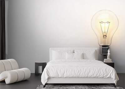 Creative lightbulb design against a pure white backdrop, clear space for text placement Wall mural