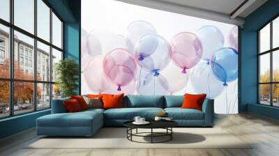 Delightful and colorful balloons floating in serenity for celebrations and festivities Wall mural