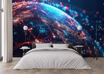 Global network on Earth concept, technology for internet business. Global world network Wall mural