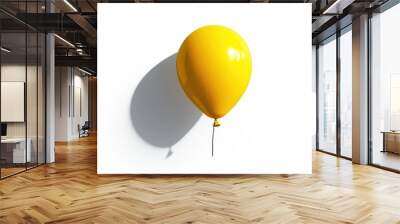 single balloon in bright yellow with shadow effect on pure white background, highlighting its simplicity and boldness Wall mural