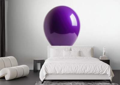 single balloon in rich purple with slight shadow on white background, creating dramatic and eye-catching focal point Wall mural