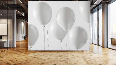 white balloons floating on a pure white background, perfect for a minimalist yet elegant theme Wall mural