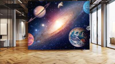 Astrology astronomy earth moon outer space mars saturn solar system planet galaxy. Elements of this image furnished by NASA. Wall mural