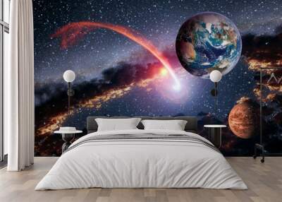 Outer space planet Earth Mars meteorite comet asteroid astrology solar system universe. Elements of this image furnished by NASA. Wall mural