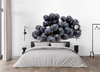 Bunch of organic black grapes isolated on white background Wall mural