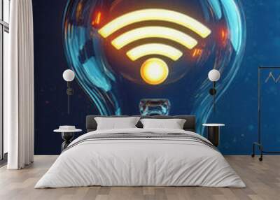 A light bulb with a wifi symbol on it Wall mural