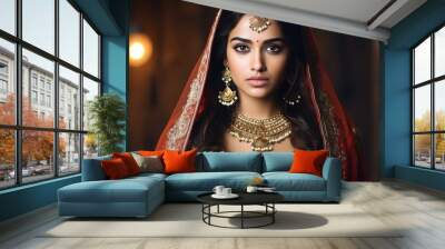 Beautiful indian woman in jewelery Wall mural