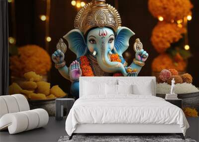 beautiful statue of lord ganesha Wall mural