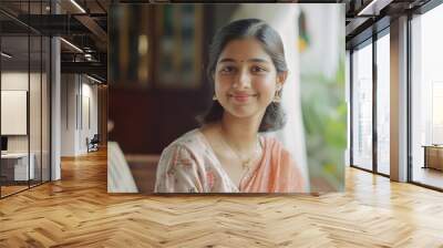 Smiling face of indian teenager girl Wall mural