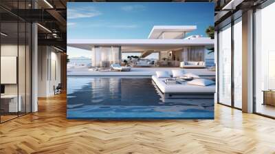 Super luxurious house with swimming pool and terrace in modern design. Wall mural