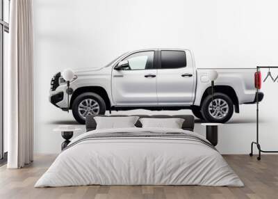 White pickup car on a white background Wall mural