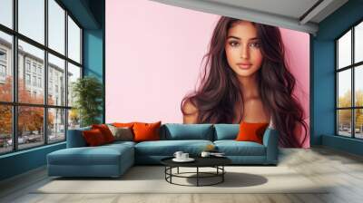 Young beautiful indian woman with long hair Wall mural